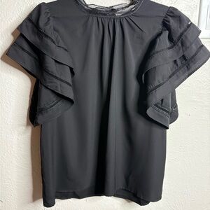 The Impeccable Pig Black Ruffle Sleeve Blouse